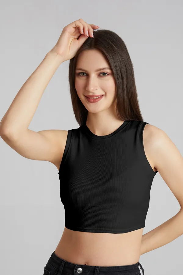 Stylish_Sleeveless_Round_Neck_Ribbed_Black_Tank_Tops