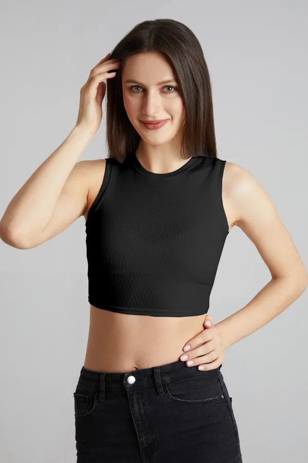 Stylish_Sleeveless_Round_Neck_Ribbed_Black_Tank_Tops