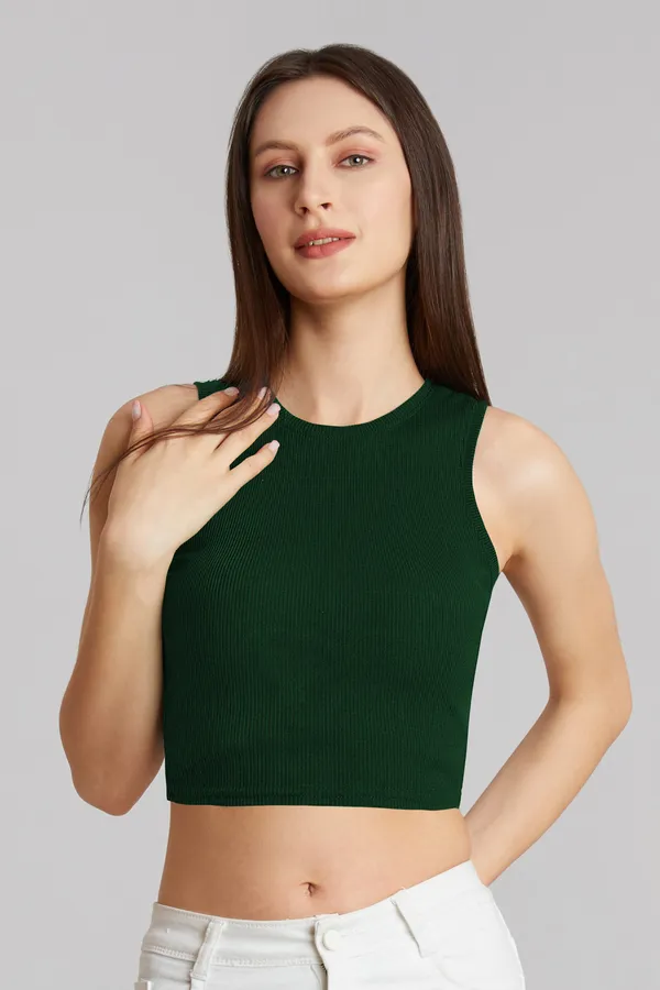 Stylish_Sleeveless_Round_Neck_Ribbed_Green_Tank_Tops