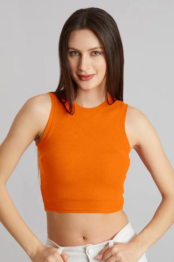 Stylish_Sleeveless_Round_Neck_Ribbed_Orange_Tank_Tops
