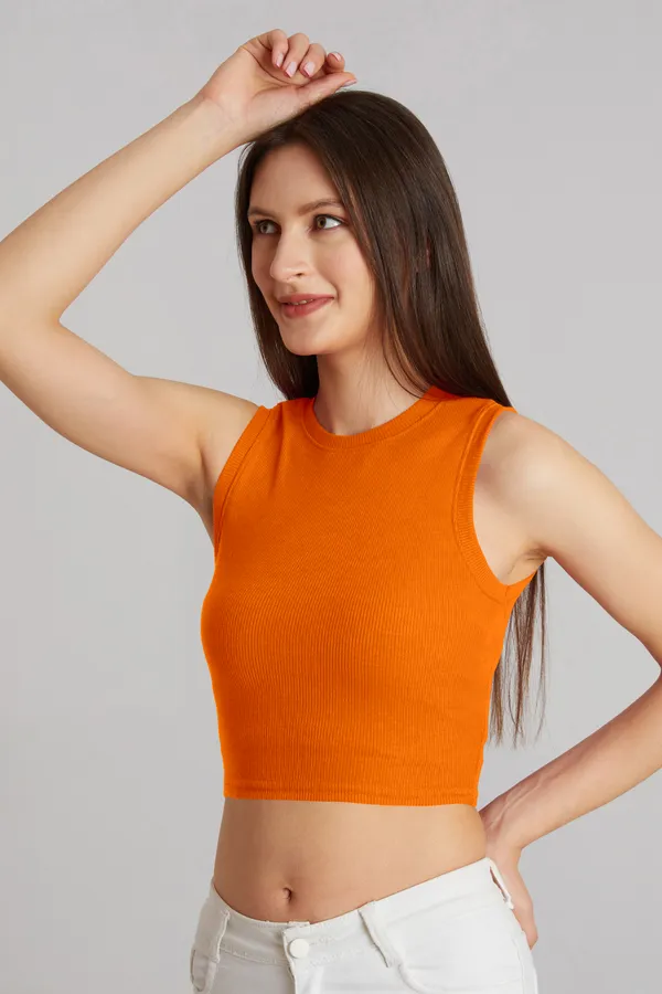 Stylish_Sleeveless_Round_Neck_Ribbed_Orange_Tank_Tops