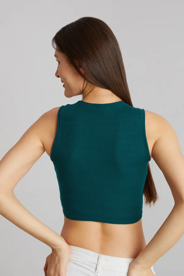 Stylish_Sleeveless_Round_Neck_Ribbed_Teal_Green_Tank_Tops