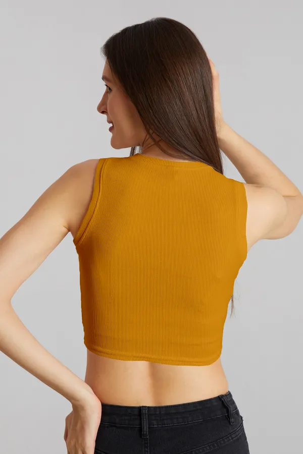 Stylish_Sleeveless_Round_Neck_Ribbed_Yellow_Tank_Tops