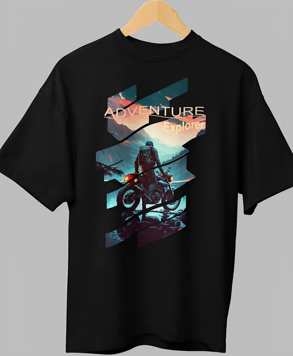 TOFFTEES_Premium_French_Terry_Fabric__(220_GSM)_Black_Oversized_Adventure_Explorer_Half_Sleeves_T-shirt