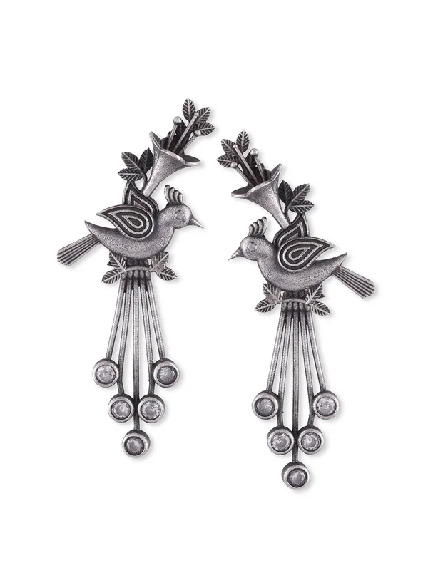 Contemporary_Silver-Plated_Drop_Earrings