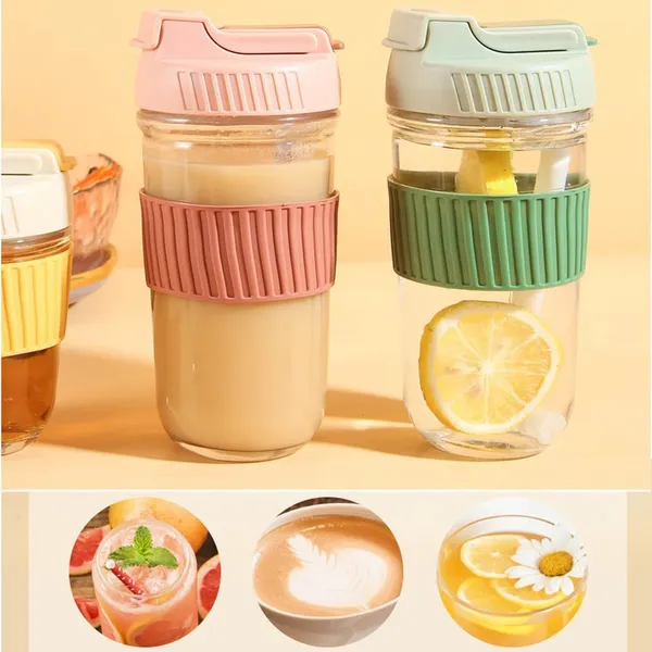 450ml_Drink_Coffee_Glass_Cup_with_Lid_and_Straw_Transparent,_Clear_Set_of_(1)