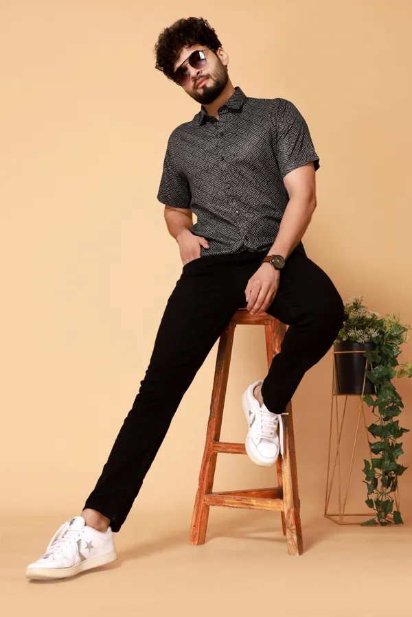 Pagazo_Black_Colour_Printed_Shirt