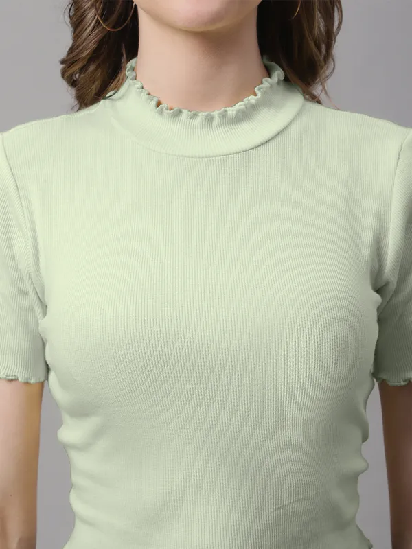 Pista_Cotton_Rib_Turtle_Neck_Short_Sleeve_Crop_Top_For_Women