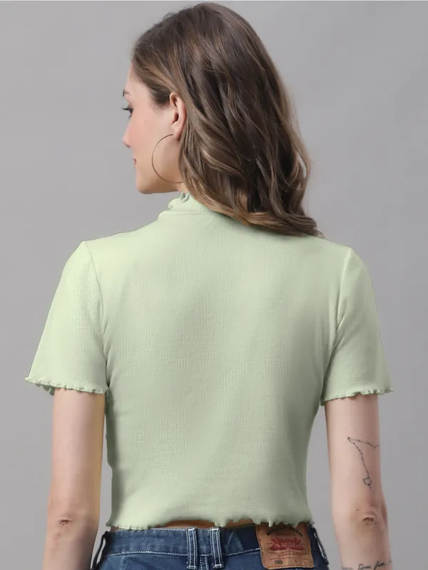 Pista_Cotton_Rib_Turtle_Neck_Short_Sleeve_Crop_Top_For_Women