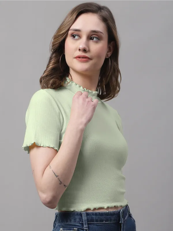 Pista_Cotton_Rib_Turtle_Neck_Short_Sleeve_Crop_Top_For_Women