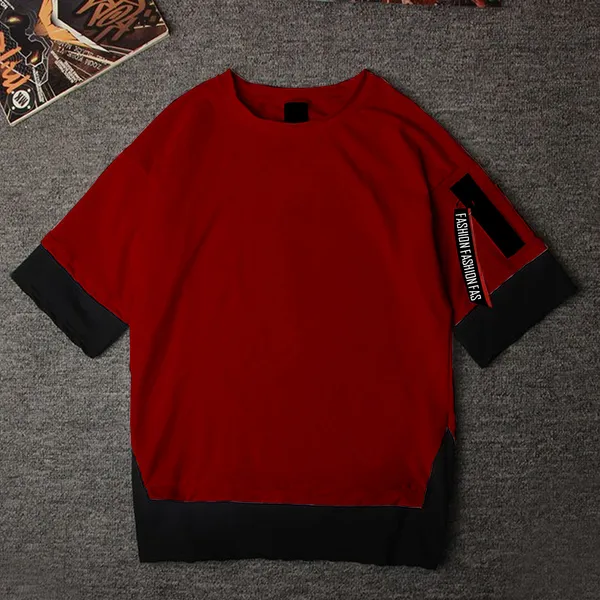 Maroon_Round_Neck_Cotton_Blend_Stylish_Fashionable_Tshirt_For_Kids