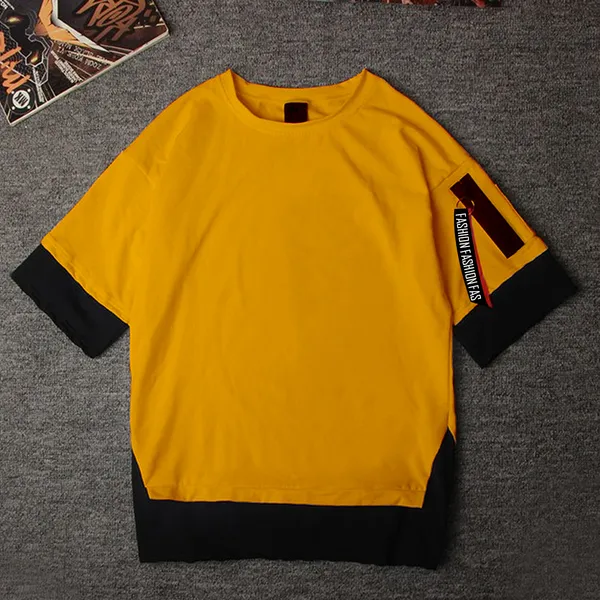 Mustard_Round_Neck_Cotton_Blend_Stylish_Fashionable_Tshirt_For_Kids