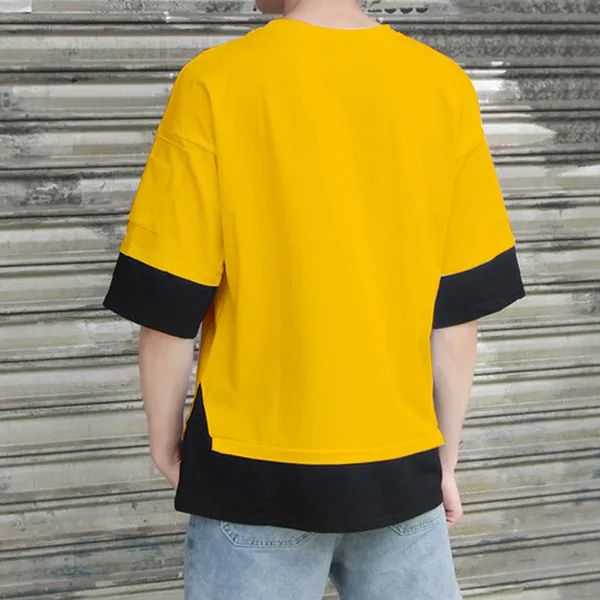 Mustard_Round_Neck_Cotton_Blend_Stylish_Fashionable_Tshirt_For_Kids