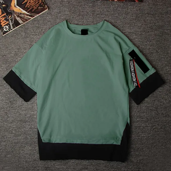 Olive_Round_Neck_Cotton_Blend_Stylish_Fashionable_Tshirt_For_Kids