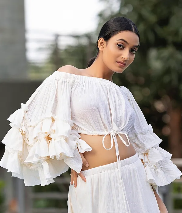 White_Ruffle_Style_Bell_Sleeve_Off_Shoulder_Top_For_Women