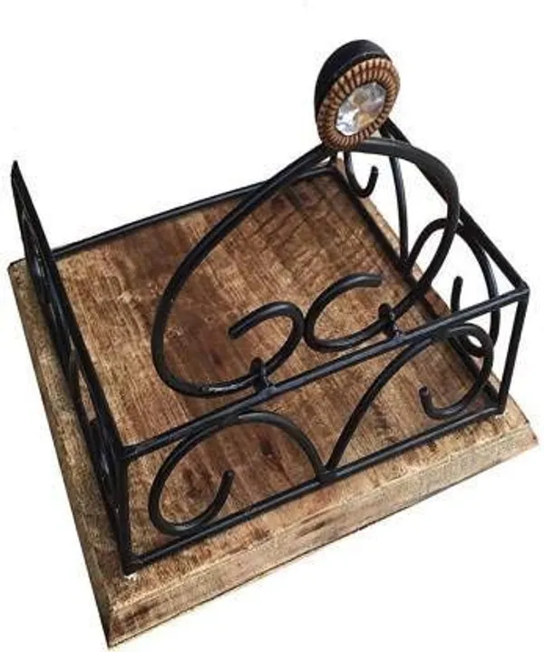 Iron_And_Wood_Antique_Tissue_Box_Holder_Black