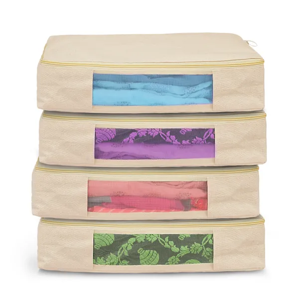 Pack_of_4_Cotton_Canvas_Clothes_Storage_Bags_|_16_x_13_x_3_Inch