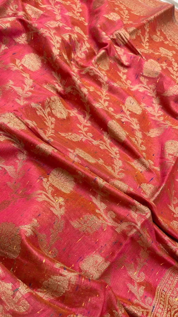 Humairah_Presents_Pink_Art_Silk_Golden_Floral_Zari_Jaal_with_Banarasi_Floral_Zari_Border_with_Pink_Blouse