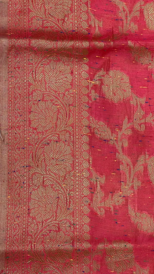 Humairah_Presents_Pink_Art_Silk_Golden_Floral_Zari_Jaal_with_Banarasi_Floral_Zari_Border_with_Pink_Blouse