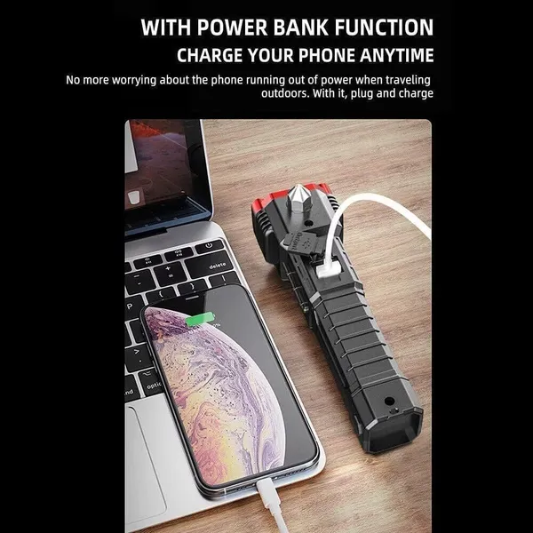 Led_3W_Torch_Light_Rechargeable_Torch_Flashlightlong_Distance_Beam_Range_Car_Rescue_Torch_With_Hammer_Window_Glass_And_Seat_Belt_Cutter_Built_In_Mobile_Usb_Fast_Charger_Power_Bank