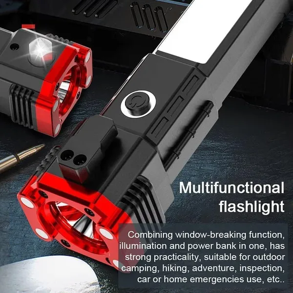 Led_3W_Torch_Light_Rechargeable_Torch_Flashlightlong_Distance_Beam_Range_Car_Rescue_Torch_With_Hammer_Window_Glass_And_Seat_Belt_Cutter_Built_In_Mobile_Usb_Fast_Charger_Power_Bank