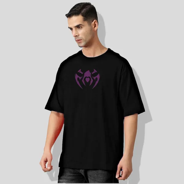 Black_Oversized_Printed_Half_Sleeve_Cotton_T-Shirt_For_Men