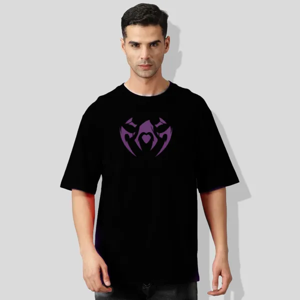 Black_Oversized_Printed_Half_Sleeve_Cotton_T-Shirt_For_Men
