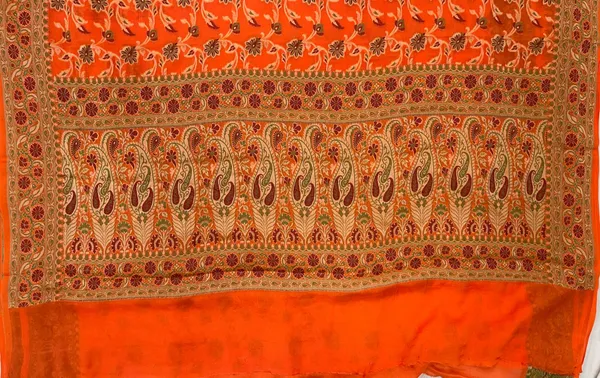 Humairah_Presents_Pure_Handloom_Orange_Chiffon_Resham_Zari_Tilfi_Mina_Jaal_with_Minakari_Paisley_Zari_Anchal_and_Minakari_Border_with_Orange_Blouse