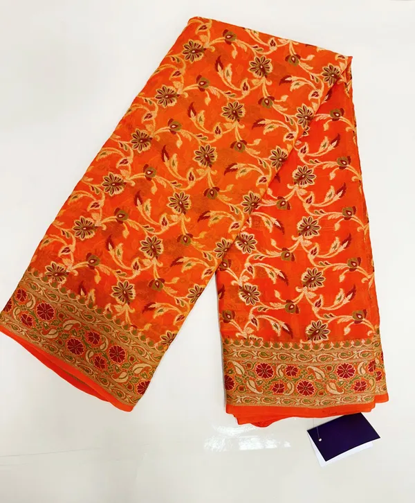 Humairah_Presents_Pure_Handloom_Orange_Chiffon_Resham_Zari_Tilfi_Mina_Jaal_with_Minakari_Paisley_Zari_Anchal_and_Minakari_Border_with_Orange_Blouse