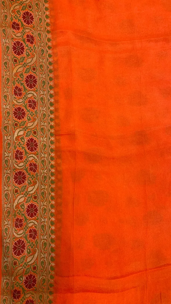 Humairah_Presents_Pure_Handloom_Orange_Chiffon_Resham_Zari_Tilfi_Mina_Jaal_with_Minakari_Paisley_Zari_Anchal_and_Minakari_Border_with_Orange_Blouse