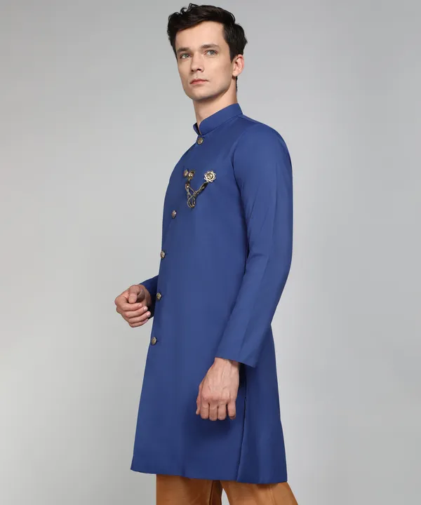 Solid_Royal_Blue_Cotton_Blend_Nawabi_With_Paijama