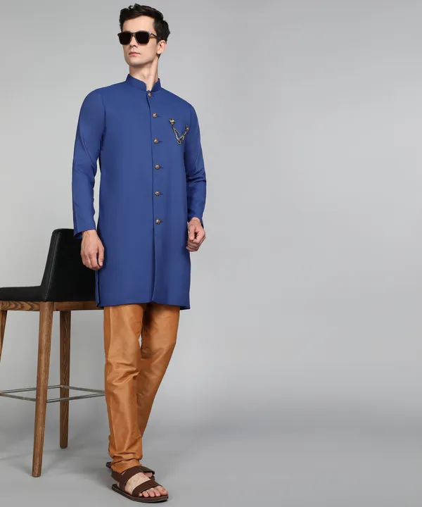 Solid_Royal_Blue_Cotton_Blend_Nawabi_With_Paijama