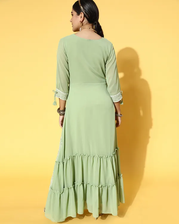 Olive_Green_Georgette_Embroidery_With_Sequins_Work_Party_Wear_Dress