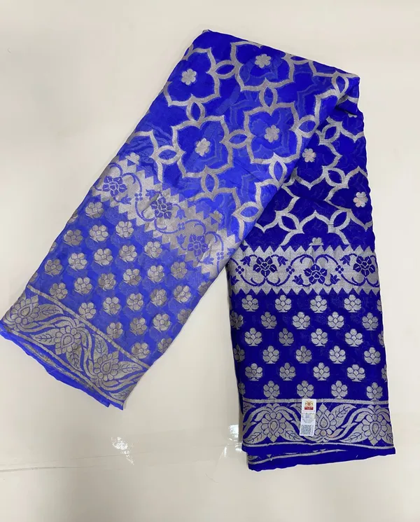 Humairah_Presents_Pure_Handloom_Blue_Chiffon_Koniya_Zari_Geometrical_Jaal_with_Skirt_Zari_Border_with_Blue_Blouse