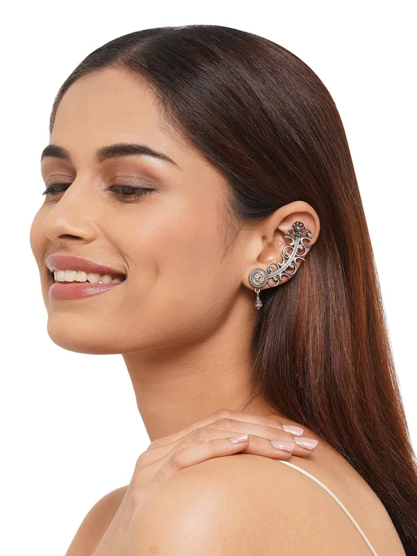 Silver-Plated_Contemporary_Ear_Cuff_Earrings