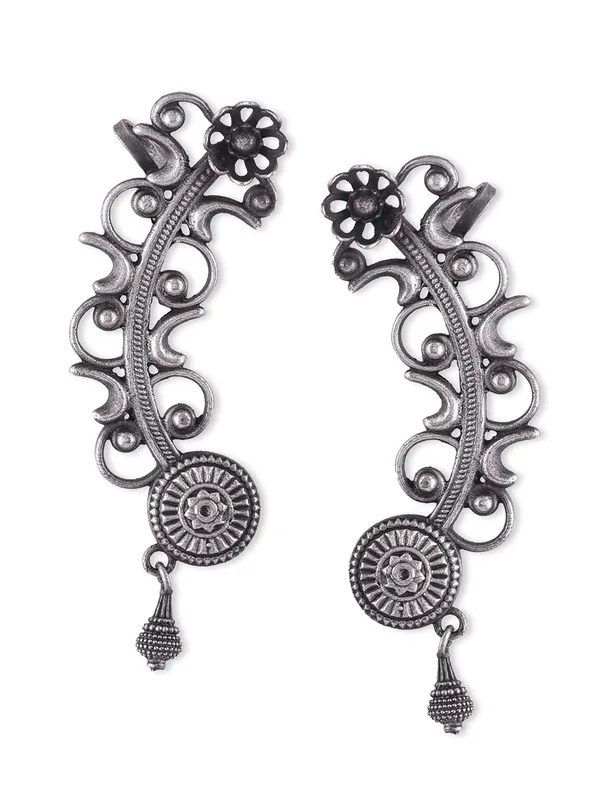 Silver-Plated_Contemporary_Ear_Cuff_Earrings