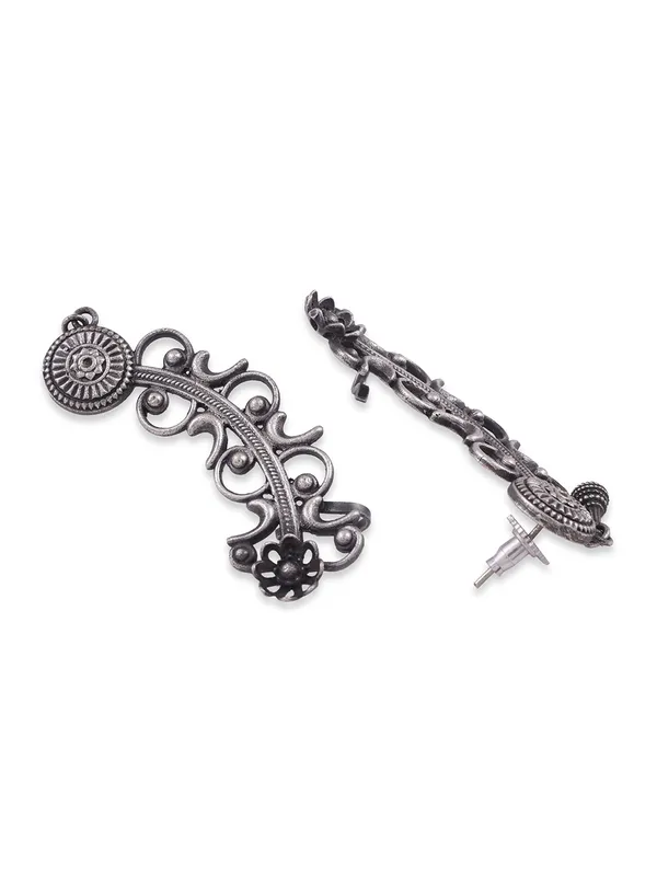 Silver-Plated_Contemporary_Ear_Cuff_Earrings