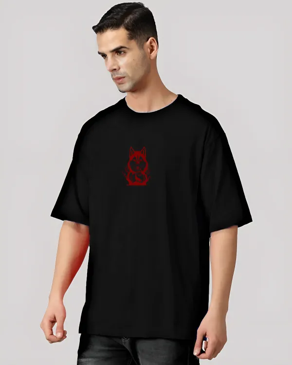 Black_Oversized_Printed_Half_Sleeve_Cotton_T-Shirt_For_Men
