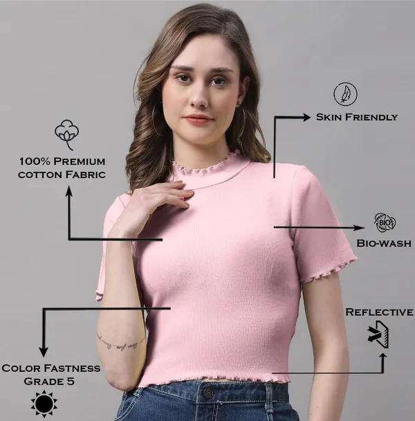 Coral_Cotton_Rib_Turtle_Neck_Short_Sleeve_Crop_Top_For_Women