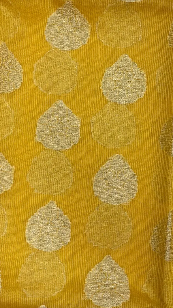 Humairah_Presents_Yellow_Cotton_Golden_Floral_Zari_Booti_with_Contrast_Red_Banarasi_Zari_Border_and_Yellow_Blouse