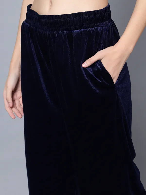 Blue_Velvet_Collared_Shirt_&_Pant_Co-ords_Set_For_Women