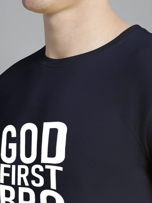 Navy_Blue_Cotton_God_First_Bro_Print_Round_Neck_T-Shirt_For_Men