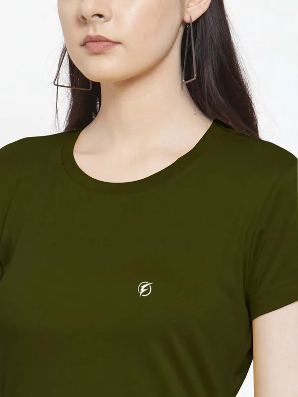 Pack_of_2_Olive_&_Grey_Cotton_Round_Neck_Short_Sleeves_T-Shirt_For_Women
