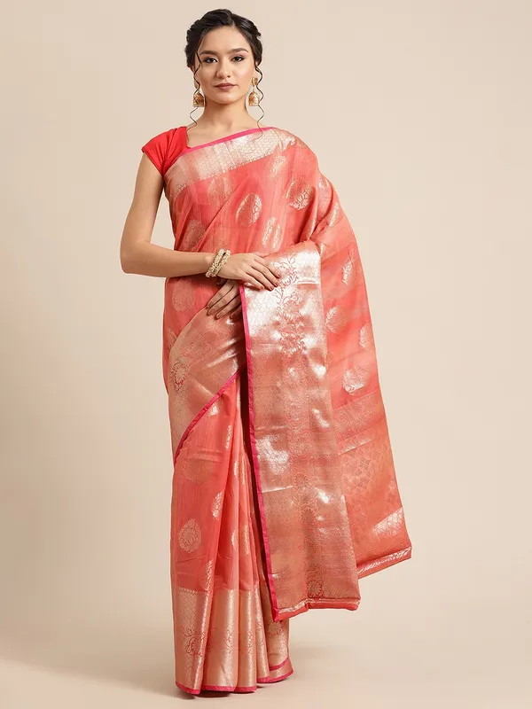 Red_Matka_Silk/Silk_Blend_Banarasi_Sarees_For_Women