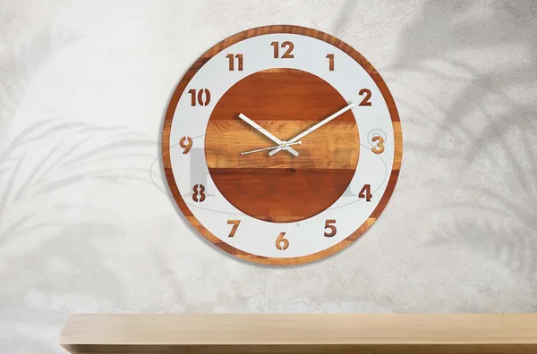 LASER_CUT_WOODEN_WALL_CLOCK_BROWN_IVORY_WHITE_15_INCH_ROUND_PSM_1105