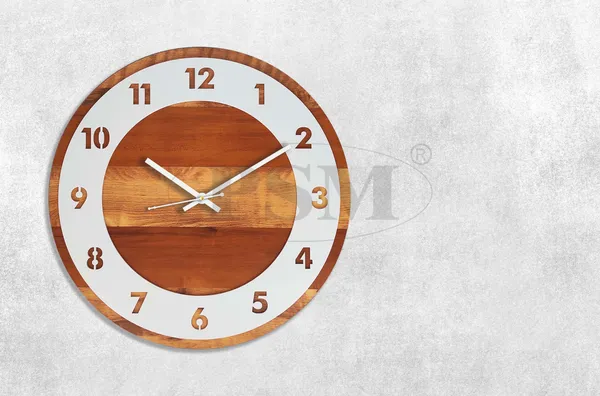 LASER_CUT_WOODEN_WALL_CLOCK_BROWN_IVORY_WHITE_15_INCH_ROUND_PSM_1105