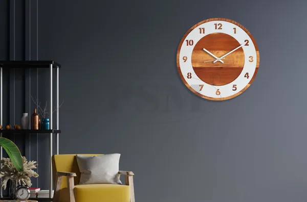 LASER_CUT_WOODEN_WALL_CLOCK_BROWN_IVORY_WHITE_15_INCH_ROUND_PSM_1105