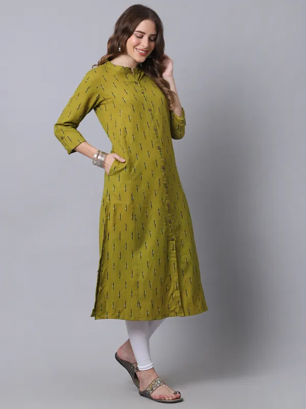 Green_Cotton_Flex_Ikat_Printed_A-line_Kurta