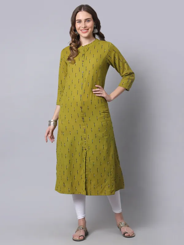 Green_Cotton_Flex_Ikat_Printed_A-line_Kurta