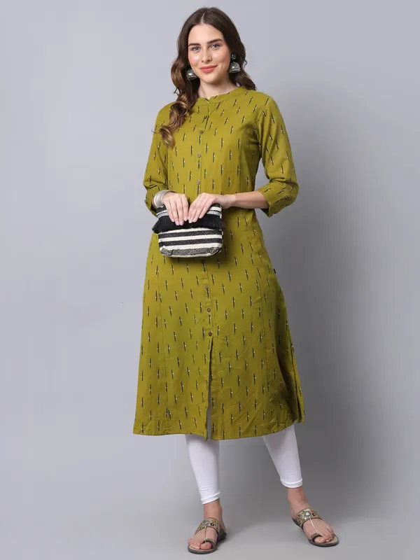 Green_Cotton_Flex_Ikat_Printed_A-line_Kurta